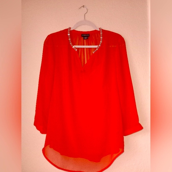 Liz Claiborne Tops - Liz Claiborne Red Embellished Women's Top size L